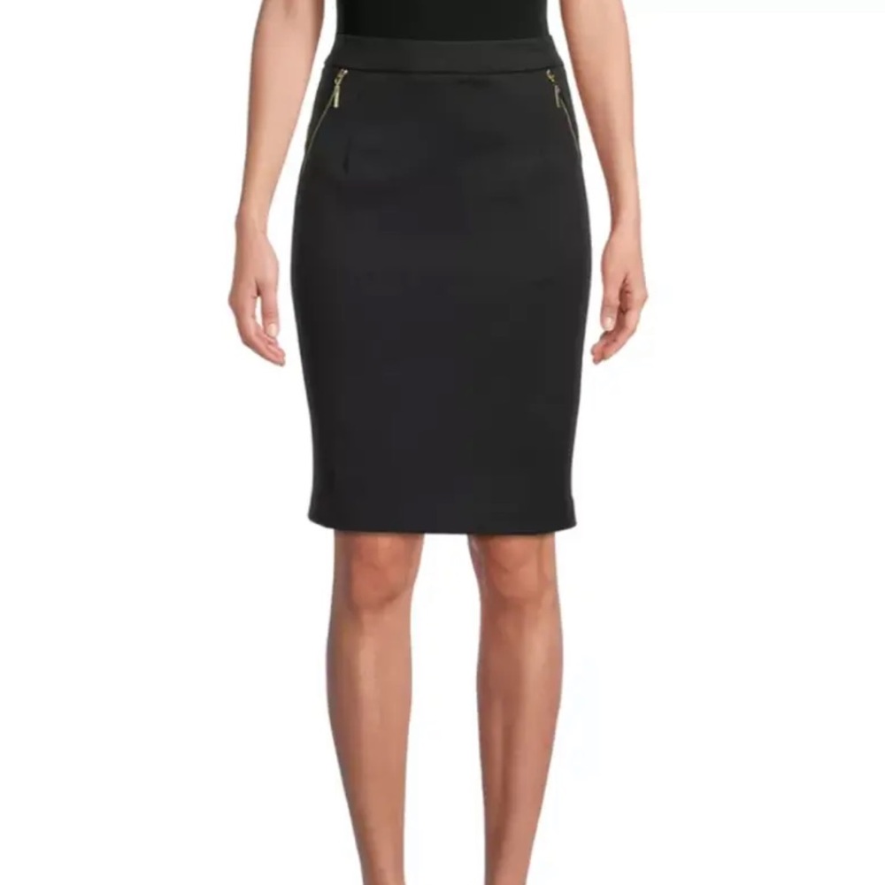 Kasper Gold Zipper Pocket Skirt